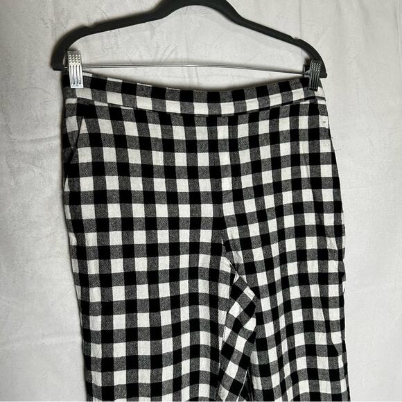 Banana Republic Factory Hayden Pant Black & White Checkered Linen Blend Size 8 - Picture 3 of 7